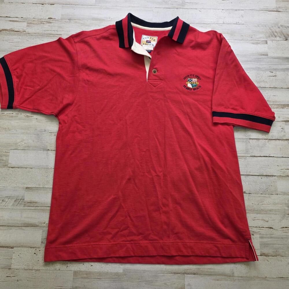 Pebble Beach 100th US Open 2000 Polo Mens MED Cotton Golf Shirt Y2K Cutter Buck